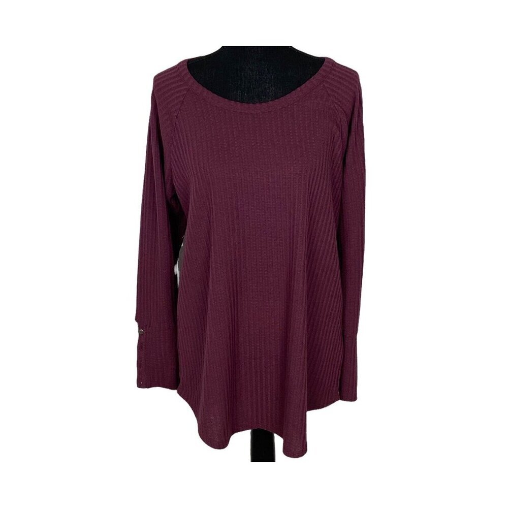 CHASER Women‎ Crew Neck Thermal Sweater Long Sleeve Sz XL Purple Casual 8-16